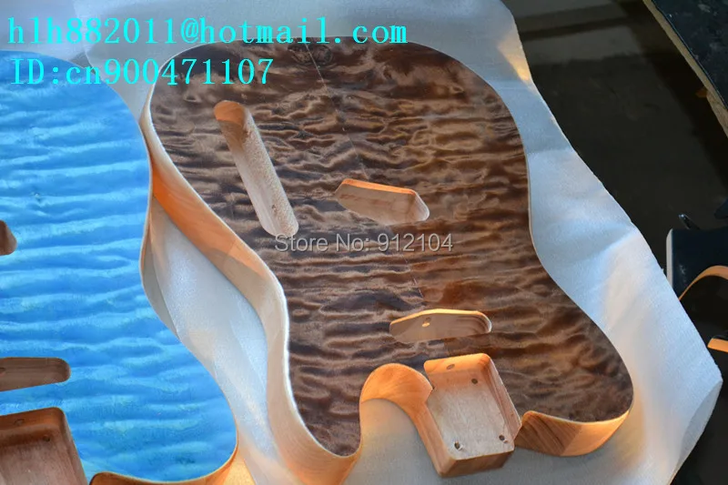 

New unfinished Electric guitar body with sticking tiger stripes not painted+free shipping +foam box