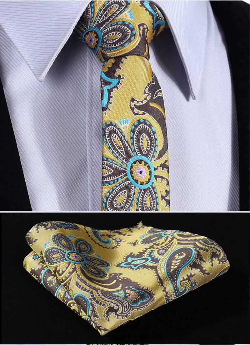 Тканый мужской галстук Галстук HISDERN модный брендовый стильный шелковый галстук с цветочным узором пейсли для мужчин 2,1" Шелковый Карманный квадратный - Цвет: N513