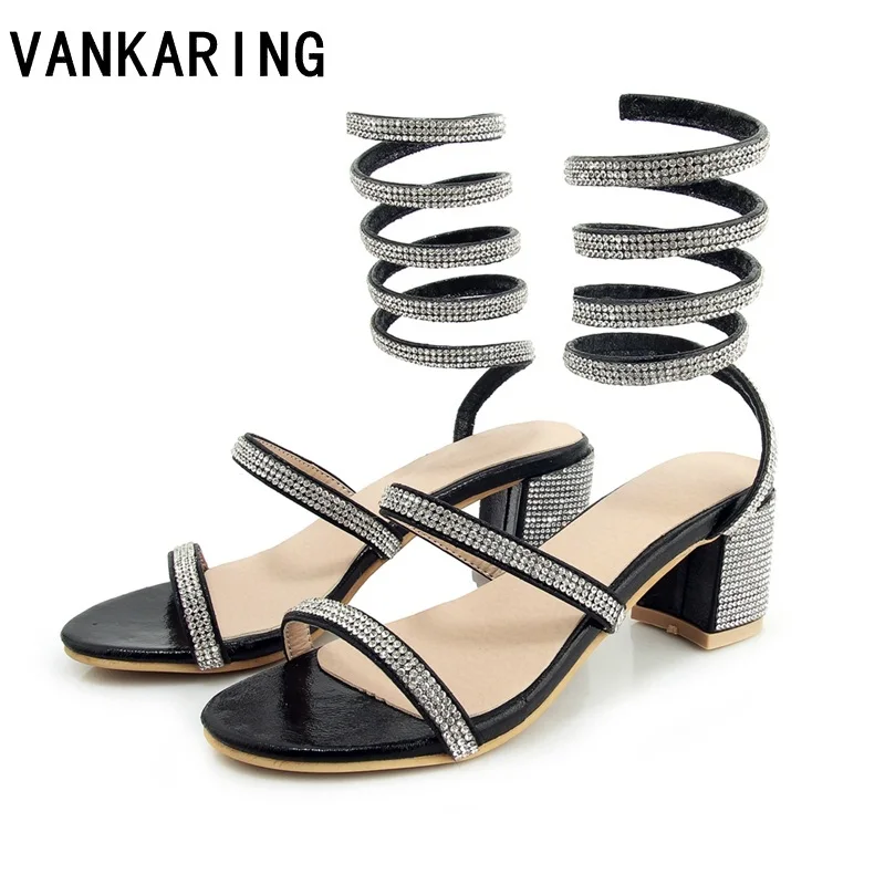 

VANKARING Hot rome style sexy cut-outs bandage gauze ladies high heel summer dance shoes sandals nightclub mesh women's sandals