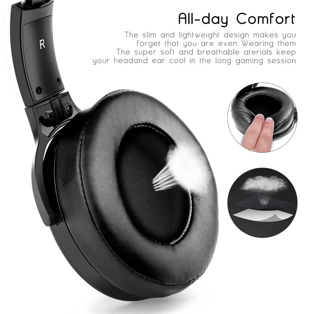 Gaming Headset for PS4,Xbox One Controller,Nintendo Switch(Audio),PC Stereo Noise Cancelling Headphones with Mic,One Key Mute, Volume Control,Soft Earmuffs for Laptop Mac Mobile Gamer,Black  (4)