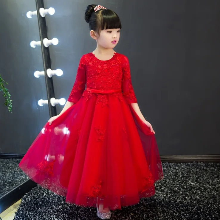 Flower Girl Dress Princess Dress Red Children S Wedding Dress