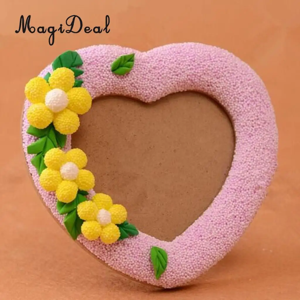 MagiDeal Wooden LOVE HEART Photo Frame DIY Picture Frame Art Craft Base Photo Frame Wedding Child Birthday Gift