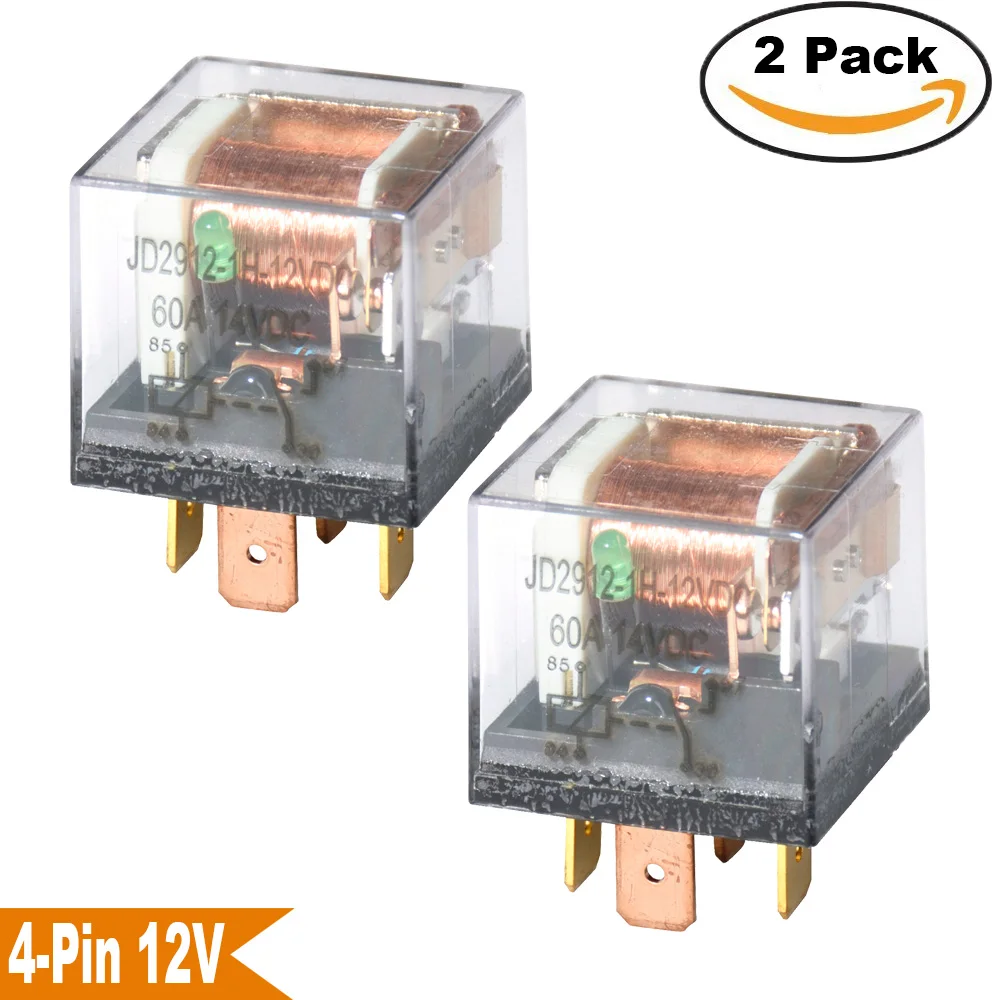 

2Pcs 12V 24V 60A 1NO SPST 4Pin Car Relay Waterproof Multi Electronics Control Relays Power On/Off Relay Auto Car Starter Device