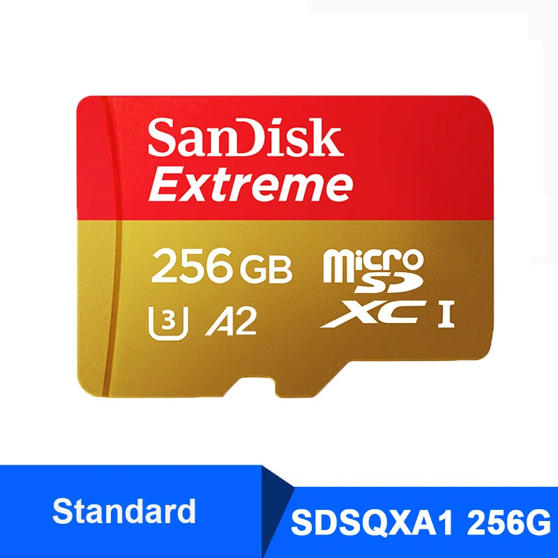 Оригинальная SanDisk карта Micro SD 256GB 160 МБ/с. microSD TF флеш-карта, поддержка официальной проверки 4K Full HD кард-ридер - Емкость: SQXA2-256G-Standard