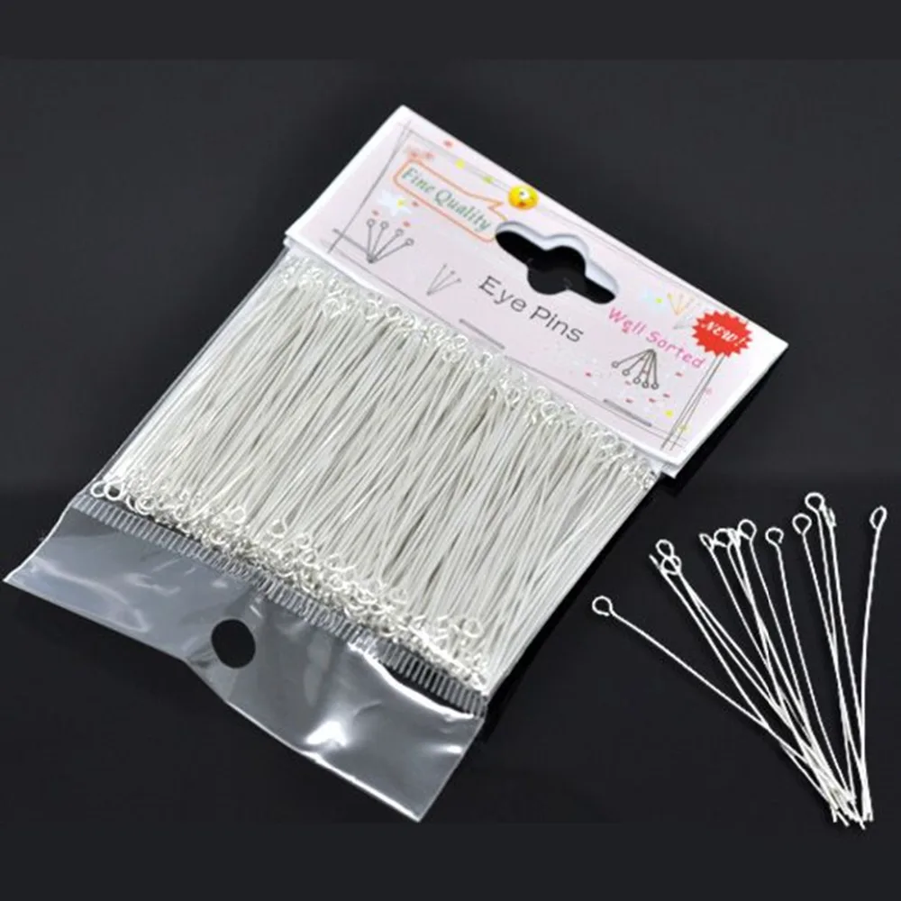 

DoreenBeads 1 pack(300PCs)Well Sorted Silver color Eye Pins 50x0.7mm(21 gauge)