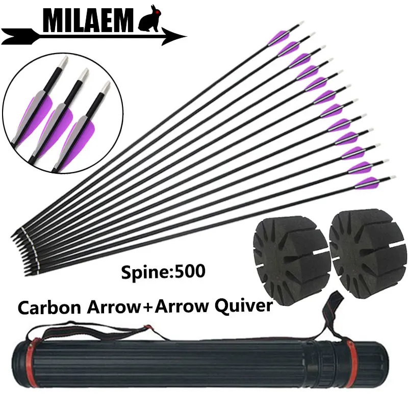 

12pcs 32inch Archery Mix Carbon Arrow With Arrow Quiver Arrow Splitter Spine 500 ID6.2mm Compound /Recurve Shooting Accessories