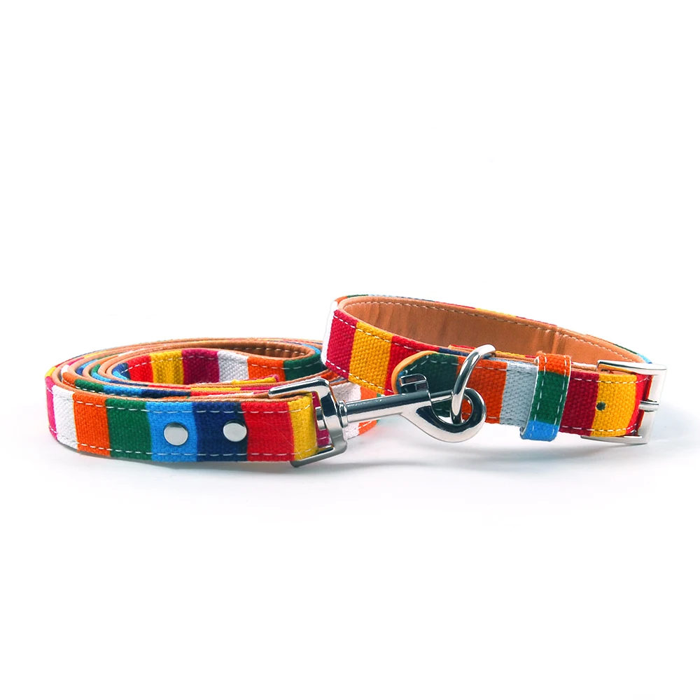 Leash For Dogs Colorful Striped Basic Dog Leash Collar For Dogs Puppy Rope Dog Harness Chihuahua Cat Lead Pet Accessories LX0002 (18)