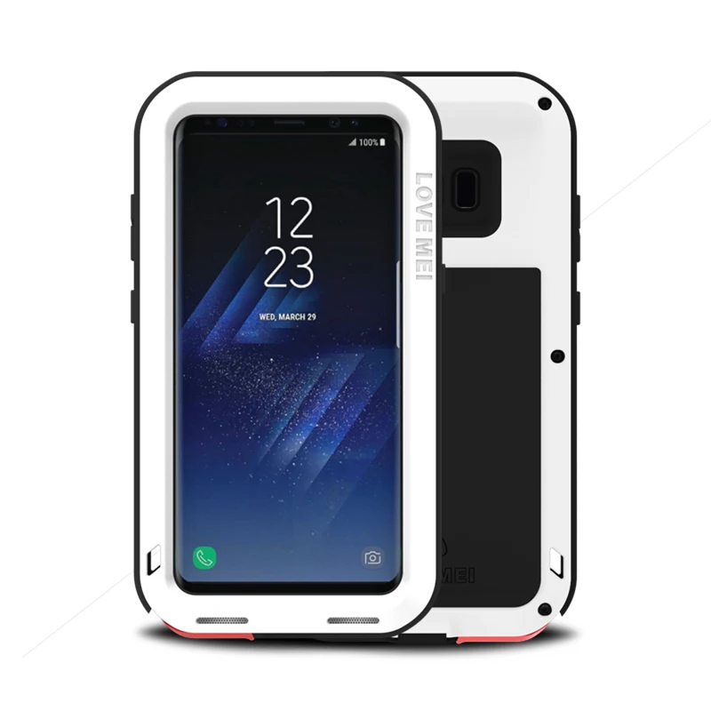 Для samsung Galaxy S8 плюс роскошь металла тяжелый Броня чехол для samsung S7 S7Edge мобильного телефона Ударопрочный силиконовый всего тела shell - Цвет: White