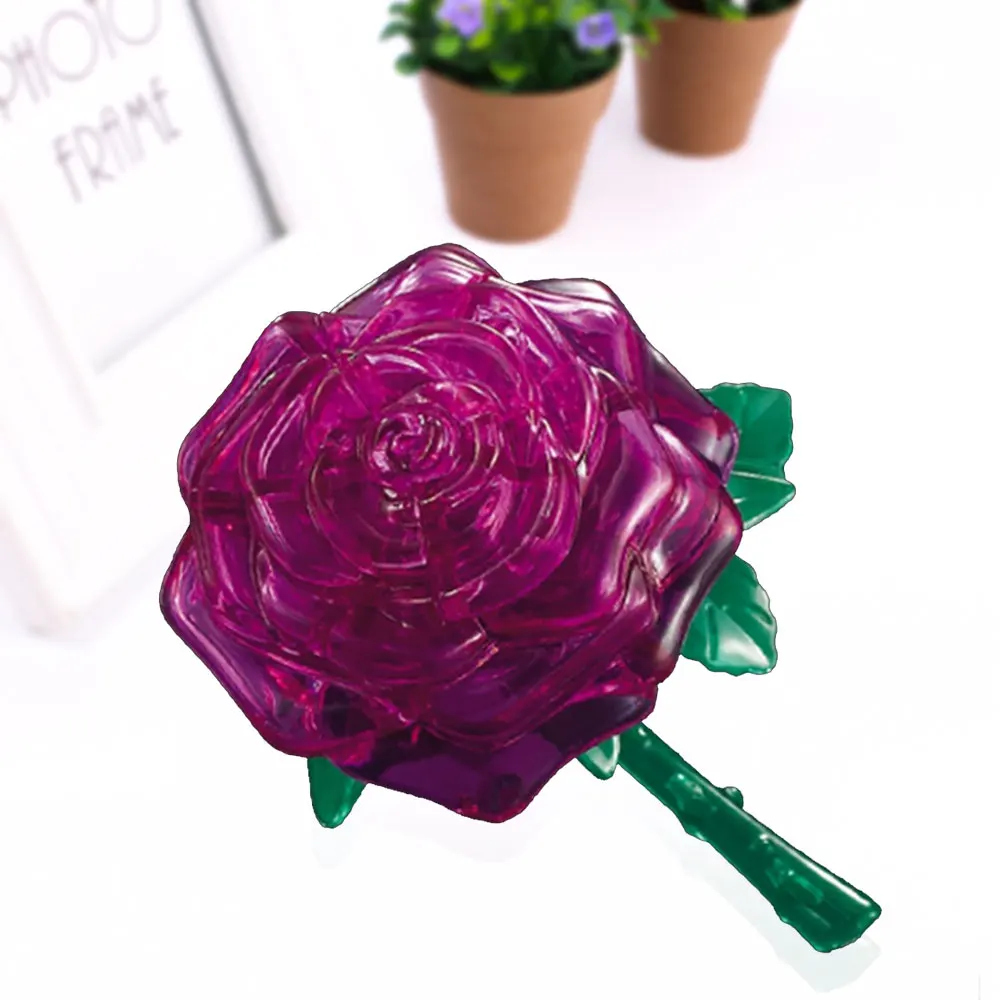 

3D Crystal Puzzle DIY Jigsaw Assembly Model For Kids Gifts Brain Teaser Intelletual DIY Rose Puzzle