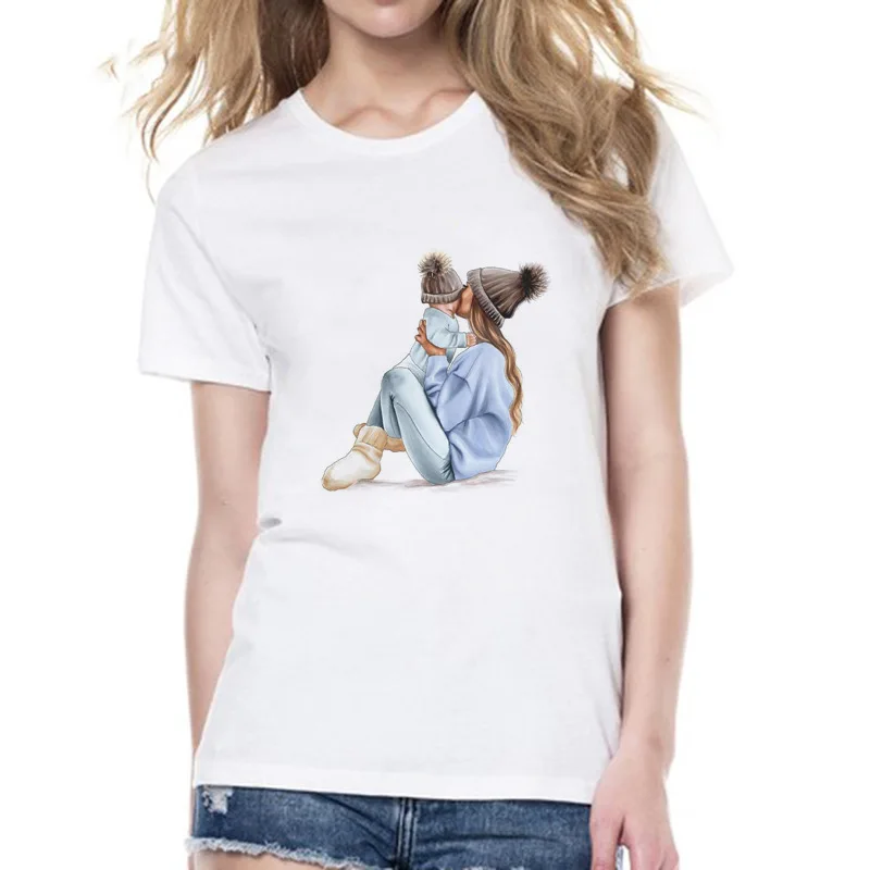 

WVIOCE Super Mama T-shirts for Women Mother's Love Print White T-shirt Tee Shirt Femme Cotton T Shirt Tops Funny Clothes