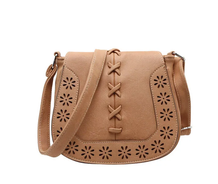 Crossbody Bags Women Vintage Floral Handbag Hollow Out Messenger Saddle Bag bolsos femenina main image 0