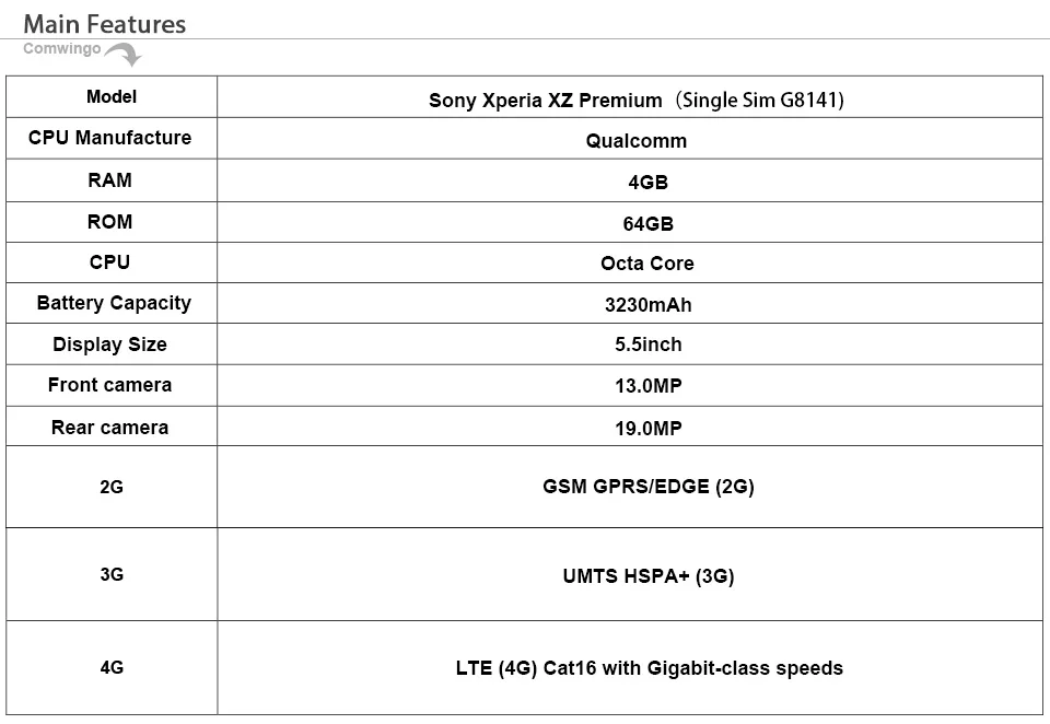 Разблокированный смартфон sony Xperia XZ Premium G8141 ram 4 Гб rom 64 Гб 4G LTE Android Octa Core 5," 19MP wifi gps 3230 мАч