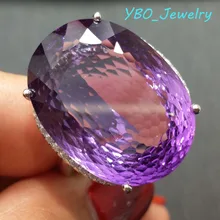 YBO- дизайн супер огромное кольцо натуральный аметист 28,5 ct ov 17*23 мм в 925 Серебряное кольцо с покрытием из белого золота 18 К роскошное кольцо