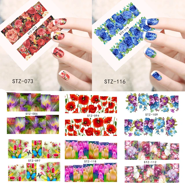 1 Sheets Colorful Flower New Beauty Nail Art Water Transfer 1 Sheets Colorful Flower New Beauty Nail Art Water Transfer Sticker Decorations Polish