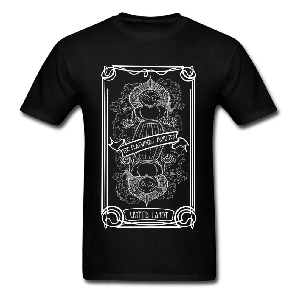 Cool O-Neck Top T-shirts Autumn Tops Shirt Short Sleeve Special All Cotton Casual Tops Shirts Printed On Men Drop Shipping Cryptid Tarot Series The Flatwoods Monster black