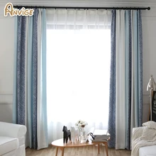 ANVIGE 2 Colors Luxury European Striped Curtains for Living Room Thickness Fabric Window Treatment 1 Panel