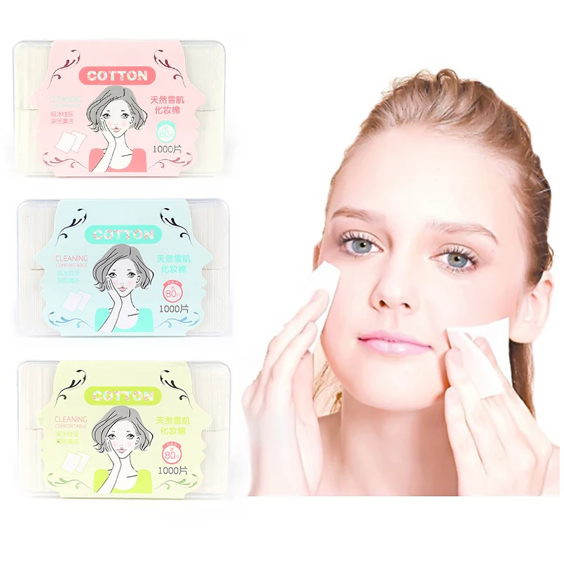 

High Quality 1000pcs/lot Cotton Makeup Cotton Wipes Soft Makeup Remover Pads Facial Cleansing Paper Wipe Skin Eye Care Remove
