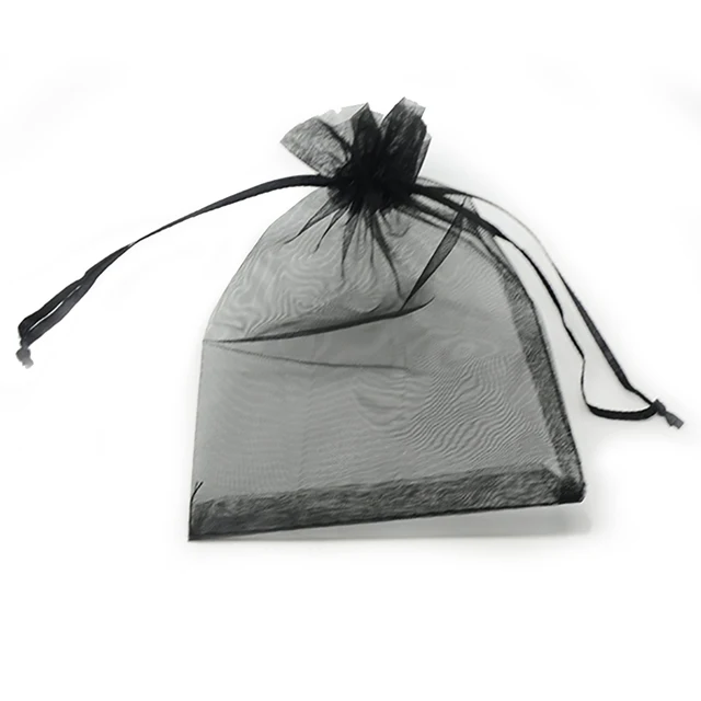 Bolsas de Organza con cordón para guardar joyas, bolsas de Organza para guardar regalos, bodas, 100 unidades, 24 colores, 5x7, 7x9, 9x12, 10x15cm 6