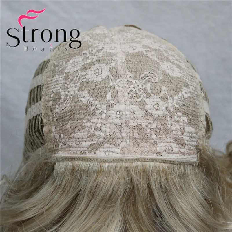 E-1560A #24H613 New Elegant Golden Blonde Mix Blonde Curly Short Synthetic Hair Full Women's Wig (7)