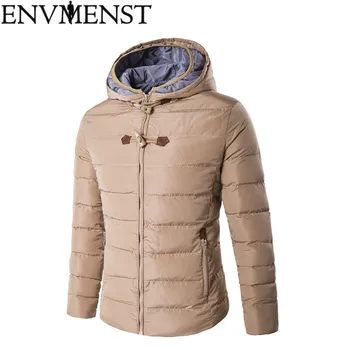 

Envmenst 2019 New Arrival Warm Winter Jacket Men Hooded Casual Slim Parka Men's Winter Coat Solor Color