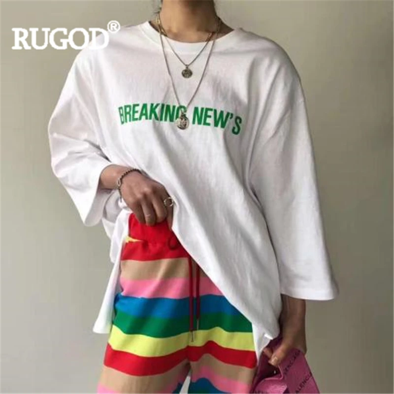 RUGOD женские брюки радужные повседневные 2019 новые pantalones mujer полосатый шнурок яркие