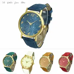 Новая мода 2018 relogio Reloj смотреть Для мужчин Для женщин унисекс джинсовая ткань на браслет наручные часы Аналоговые кварцевые наручные часы P *