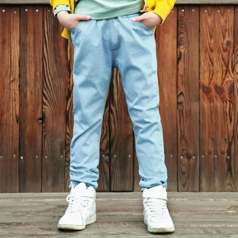 IENENS 5 10Y Fashion Boys Slim Straight Jeans Elastic Waist Pants Young