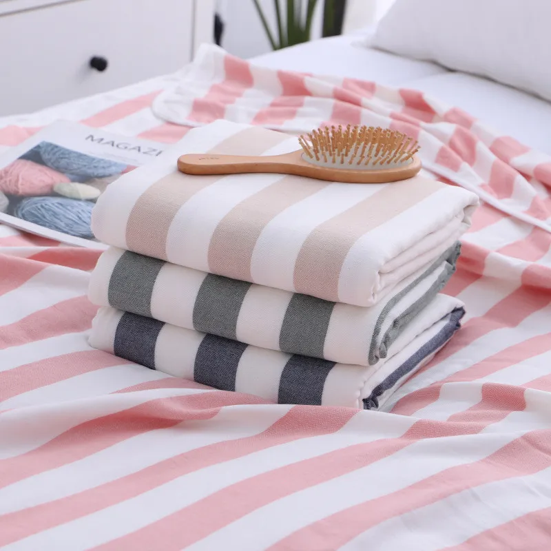 

A 100% bamboo stripe Cold felt blanket summer 150*200cm baby muslin blanket Baby Multi-use Bice silk kindergarten blanket
