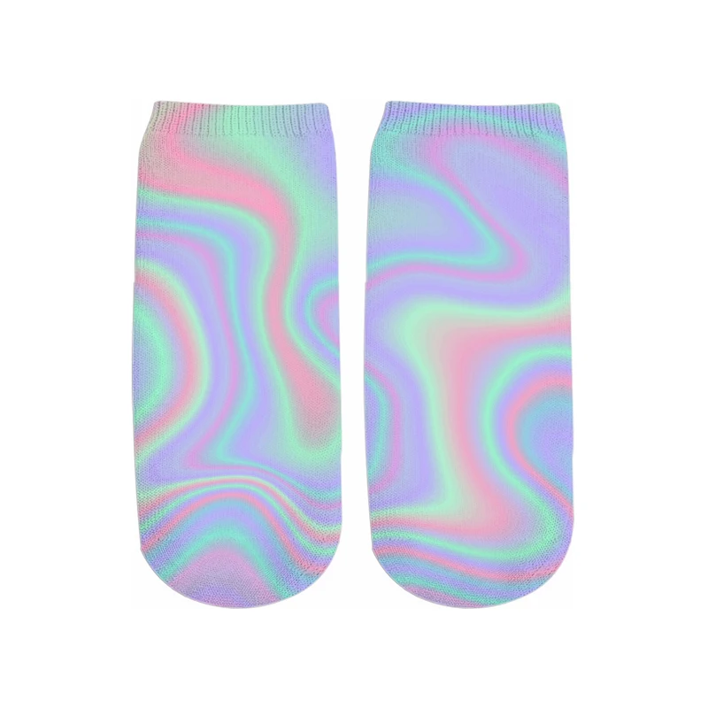 PLstar Cosmos красочные psychedelic 3D Печатный галстук краситель/краски splter хлопок короткие носки для унисекс harajuku корейские носки