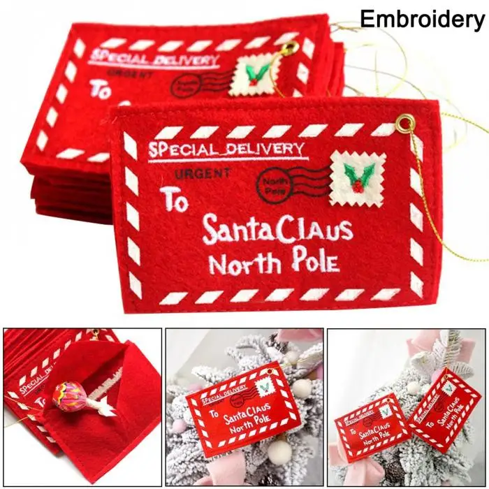 Конверт Рождественская елка подвесной держатель для карт сумка для подарков Санта-Клауса красное украшение магазин QJS