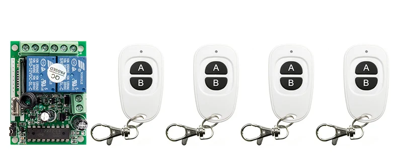 

New DC12V 2CH 10A RF Wireless Switch Relay Receiver Remote Controllers & 4* White AB keys Waterproof Transmitter