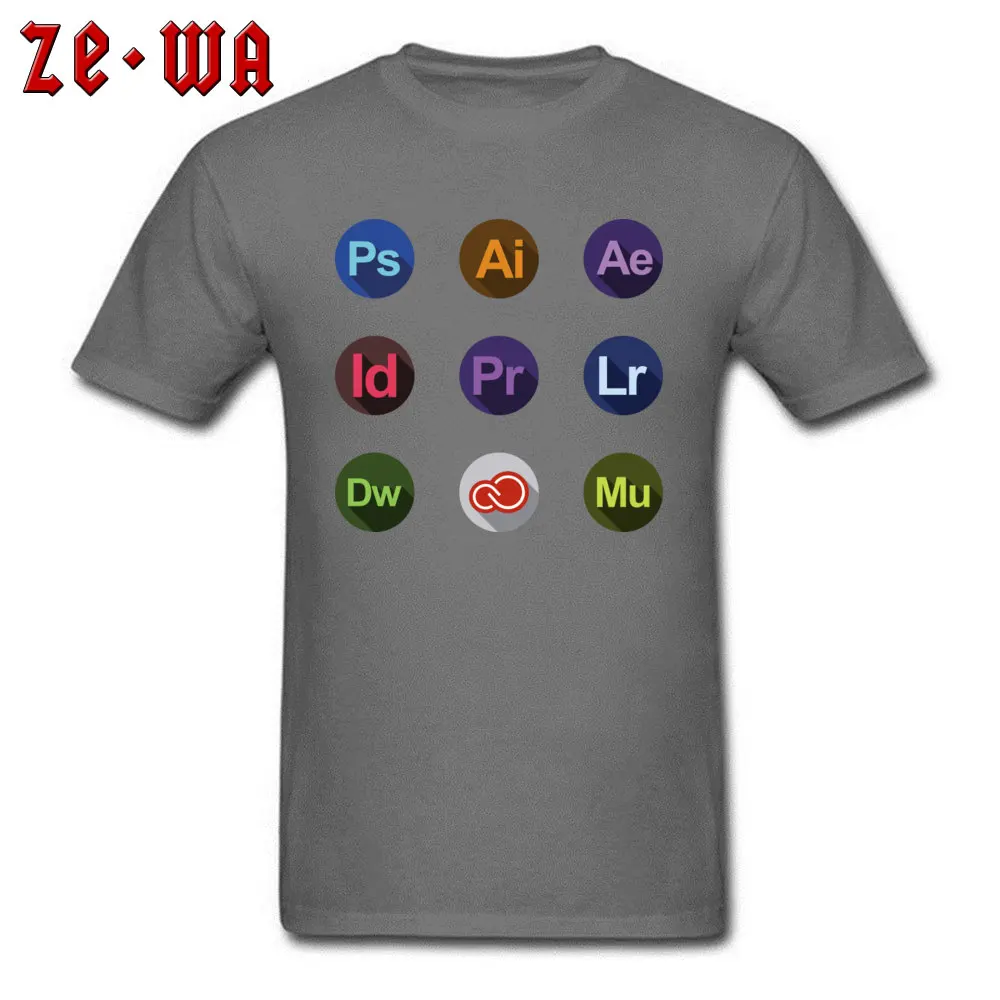Casual Adobe logos Round Neck T-Shirt Labor Day Tees Short Sleeve for Men Prevailing Cotton Europe Top T-shirts Adobe logos carbon