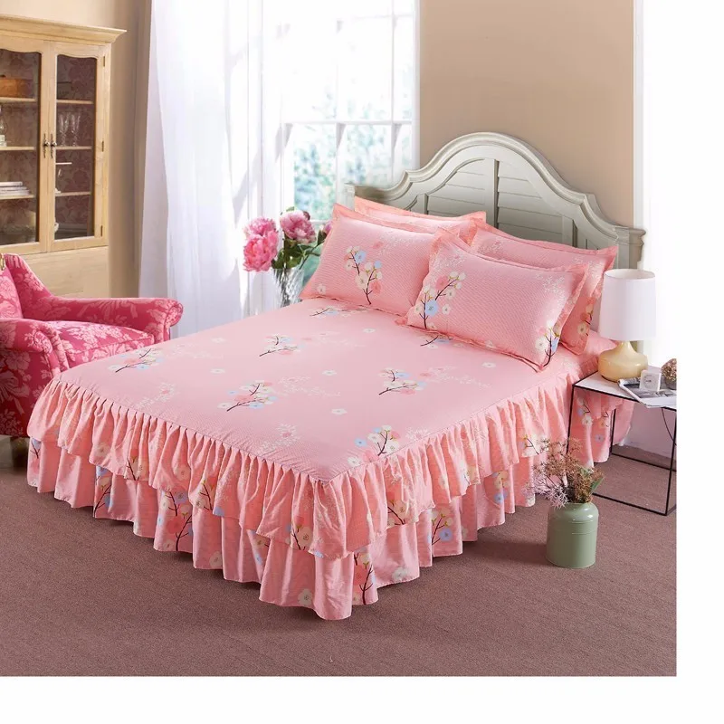 Faldas de cama para adultos, niños y niñas, ropa de cama de algodón suave  de alta calidad, cubrecamas individuales, tamaño Queen y King, color rosa,  150x200 - AliExpress