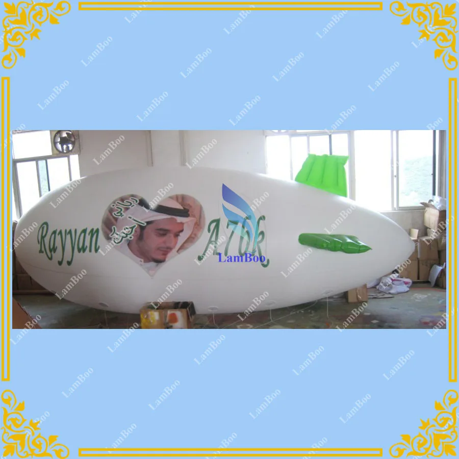 

FAST Free Shipping New Design 6m/20ft Long White Inflatable blimp with green fins/ Inflatable Advertising Airship/Zeppelin