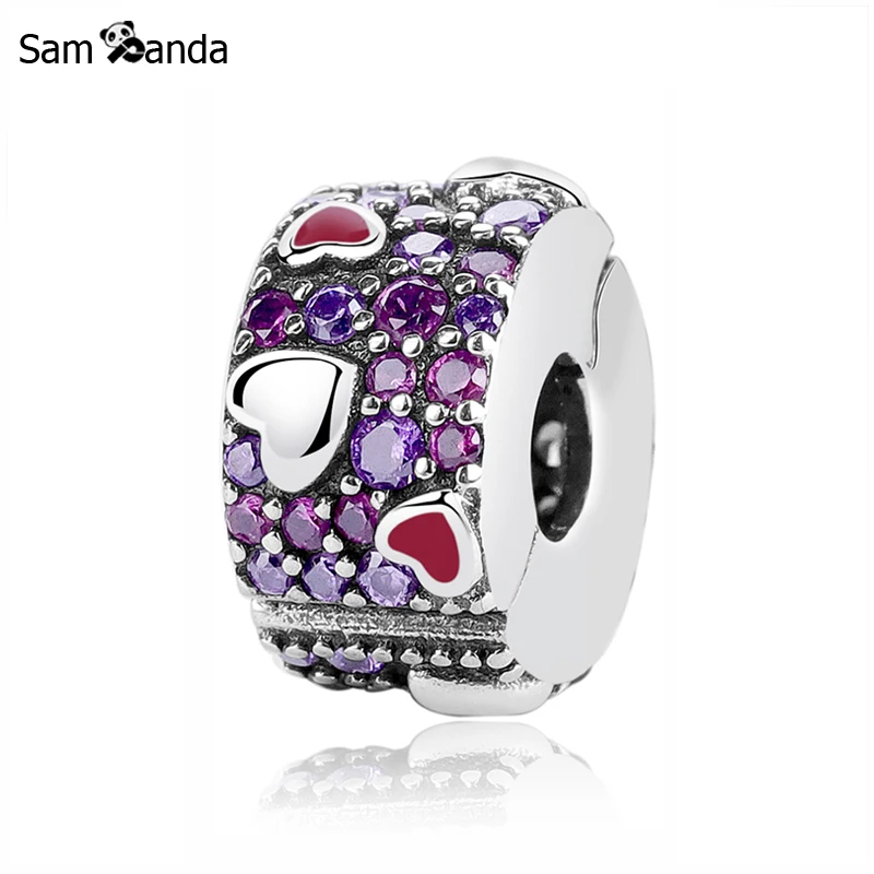 

Fit Pandora Bracelet 925 Sterling Silver Charms Heart Clip Stopper Beads Crystal Jewelry Valentine's Day Jewellery