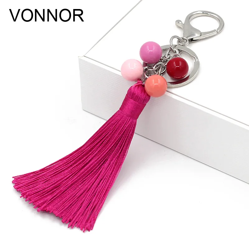 

VONNOR Jewelry Keychain Acrylic beads Long Tassel Key Chain Boho Accessories for Women bag Car Key Chains trinket