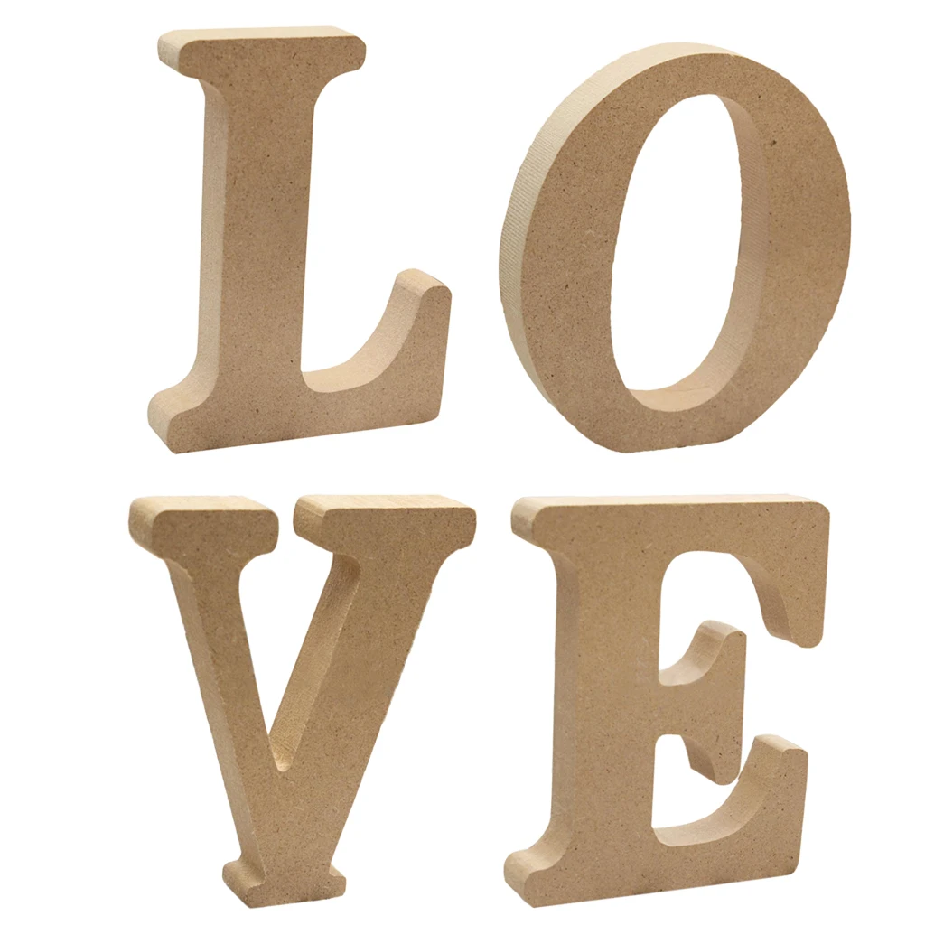 4 Pieces Wood Letters Wooden Alphabets Letter Craft Pieces For DIY Valentine's Day Decor Birthday Party Display Decor LOVE