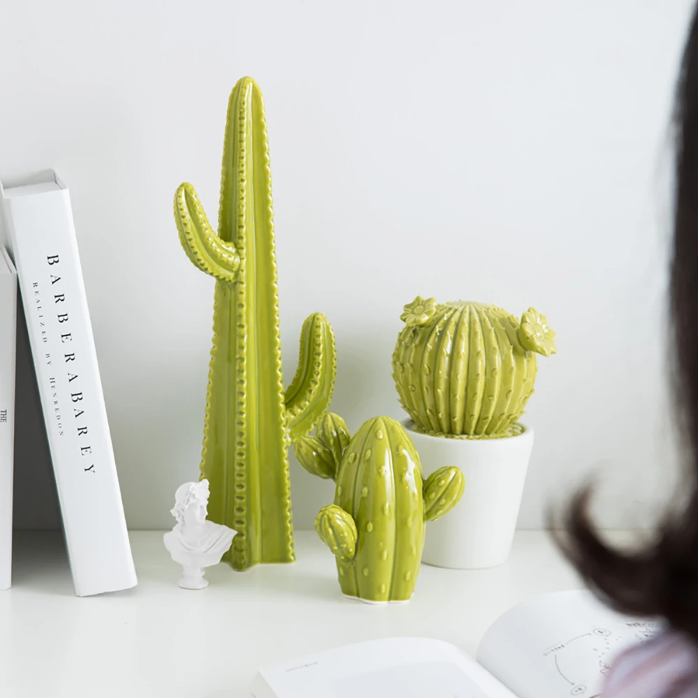 

Nordic Modern Minimalist Ceramic Pottery Cacti Catus Succulents Decor Desktop Decorative Ornaments Necklace Organizer Hanger