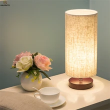 Nordic solid wood table lamp modern minimalist Fabric Cylindrical lamps table Bedroom bedside living room LED lighting Fixtures Nordic solid wood table lamp modern minimalist Fabric Cylindrical lamps table Bedroom bedside living room LED lighting Fixtures