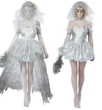 Ensen reina diablo ghost bride wedding dress scarey zombie disfraz de halloween cosplay traje de carnaval fantasía vampire dress