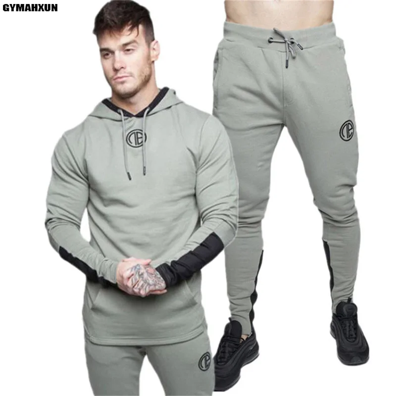 GYMAHXUN brands new Casual Tracksuit Suit Men Track Suits Set mens Sweatshirt Joggers Sweatpants Sets Jacket+Sweatpant | Мужская одежда