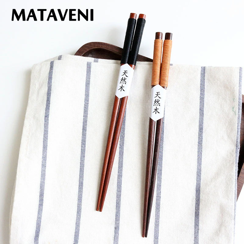 2 пары в японском стиле натуральные деревянные палочки для еды противоскользящие палочки для суши набор посуды 22,5 см