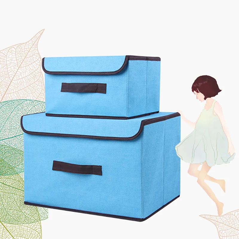 

BASUPPLY Non-woven Fabric Storage Box With Cap Foldable Clothes Sock Storage BinToys Snacks Sundries Cosmetics Organizer 2 Sizes