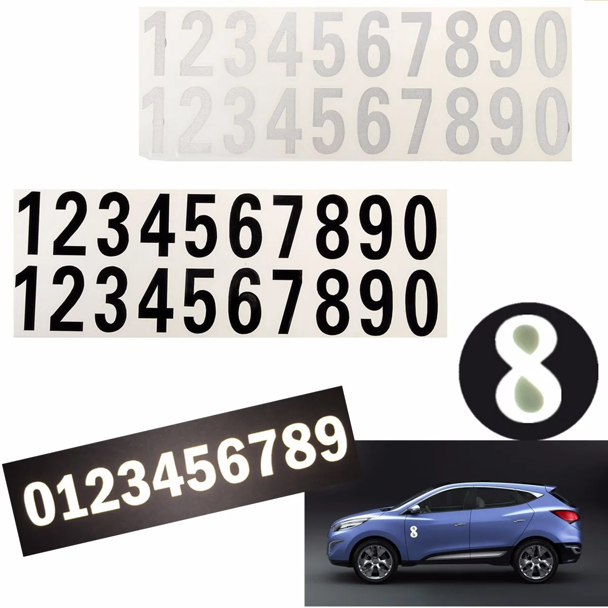 

Street Address Mailbox Number Car Vinyl Decal Reflective Stickers White Black