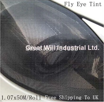 

2 Rolls Spi Vision Tint Headlight Tinting Perforated Mesh Film Like Fly Eye Mot Legal Tint 1.07X50M /Roll Free Shipping to UK