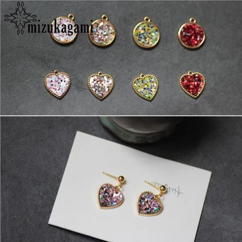 

Zinc Alloy Laser Sequins Cute Heart Charms Pendant 10pcs/lot For DIY Jewelry Making Accessories