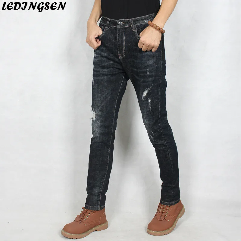 LEDINGSEN 2018 Spring Autumn Mens New Design Black Skinny