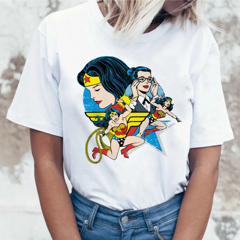 Wonder Woman футболка ulzzang футболка женская футболка в стиле Харадзюку femme хип-хоп женский летний топ уличная одежда с рисунком