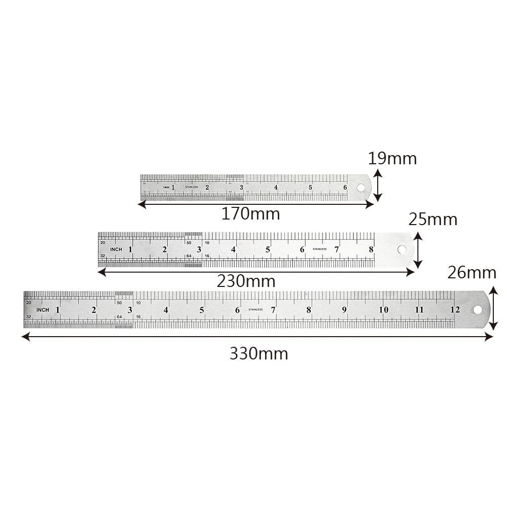 NICEYARD металлическое правило нержавеющая сталь 15 см 20 см 30 см двухсторонние измерительные инструменты прямая Линейка прецизионный измерительный инструмент