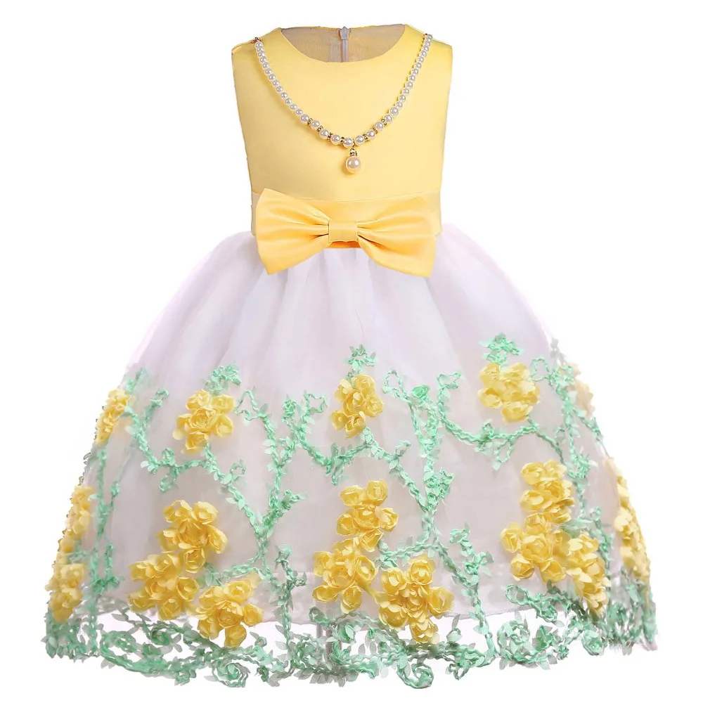 Детские платья для девочек, праздничные и свадебные платья Элегантное платье принцессы с цветочным рисунком для девочек летняя одежда для маленьких девочек от 3 до 10 лет